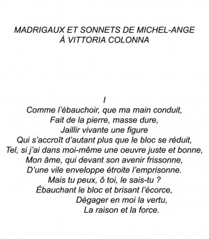 madrigaux et sonnets de Michel-Ange à Vittoria Colonna