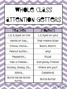 ... ATTENTION GETTERS - TeachersPayTeachers.com Class Attention Getter