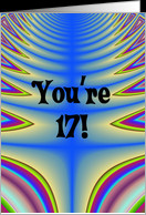 Happy Birthday - 17 years old Blue Tie Dye card - Product #182223