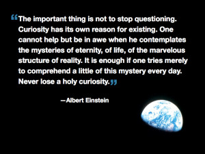 Einstein quote (as caption) set against earth in space