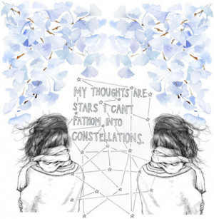 constellation, quotes, scarf, stars, watercolor, winter, words