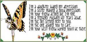 Butterfly Quote – I am a Daughter hiding my Depression