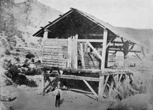 , who first discovered gold, in front of Sutter's Mill in California ...