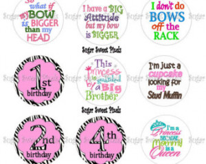 INSTANT DOWNLOAD Sassy Sayings & Z ebra Birthday Images 1inch Circle ...