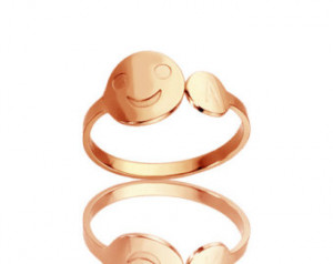 Personalized Engraved Ring Customiz e Smiley With 1 Initial Rings Name ...