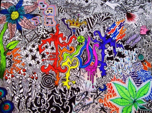 drawing trippy 1024 768 hippie slug marijuana trippy weed leaf drawing ...