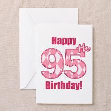 Happy 95th Birthday - Pink Argyle Greeting Card for