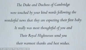 ... message from expectant parents The Duke and Duchess of Cambridge