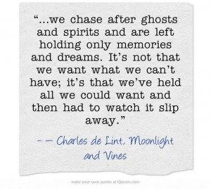 we chase after ghosts and spirits and are left holding only memories ...