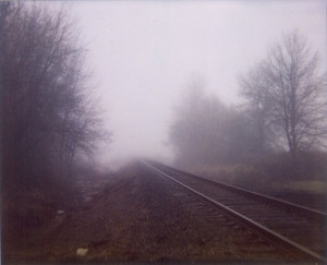 fog, foggy, hazy, mist, misty, railroad, railway, tracks