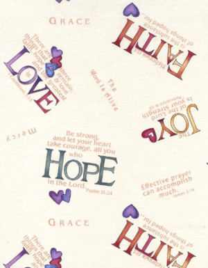 fabric - Bible Verses Fabric Colorful Bible verses on a cream ...