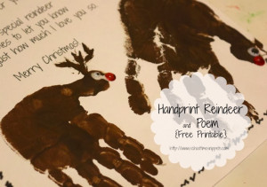 Handprint Reindeer, Ornaments, and Poem {free printable}