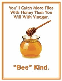 You'll catch more flies with honey than you will with vinegar. 