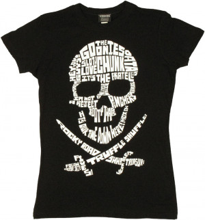 Goonies Quote Filled Skull Baby Doll Tee