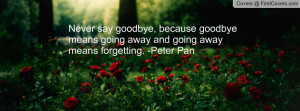 never say goodbye , Pictures , because goodbye means going away and ...