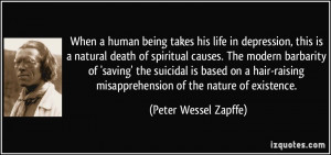 takes his life in depression, this is a natural death of spiritual ...