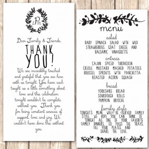 ... You note on the back of the menus. It's a simple way to say thank you