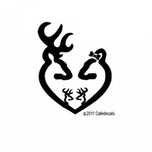 Inch Browning Deer Heart 2 Baby Bucks With Doe Bow Decal Sticker