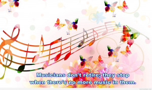 Musical notes wallpaper with music quote