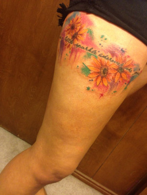Watercolor sunflower tattoo quote