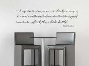 Paulo Coelho kitchen dining room wine quote Vinyl Wall Art Sticker ...