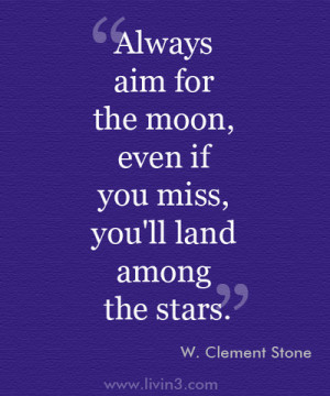 Positive Motivational Quote Image always aim for the moon, even if you ...