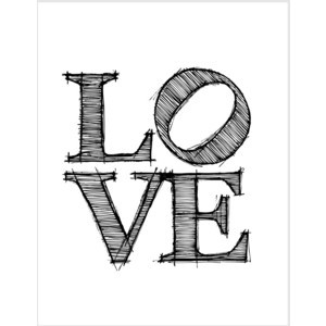 simple elegant love quote paper print in charcoal black and white