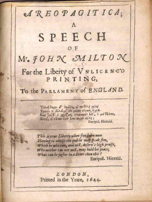 Milton's Areopagitica: A Work for Freedom and Trust of Truth