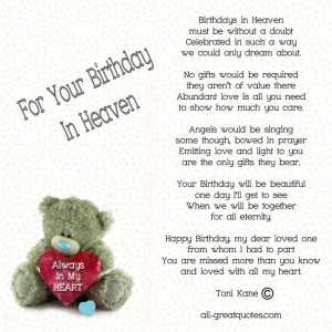 For Your Birthday In Heaven – Birthdays in Heaven, must be without a ...