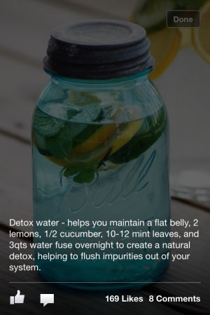 Detox water - helps you maintain a flat belly. 2 lemons, 1/2 cucumber ...