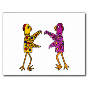 Funny Funky Chickens Dancing Postcard