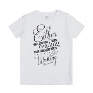Benjamin Franklin Writing Quote Kids T-shirt (Black Text)