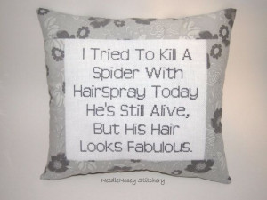 Funny Cross Stitch Pillow Quote