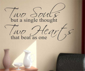 Romantic Wedding Vinyl Wall Lettering Two Souls by WallsThatTalk, $13 ...