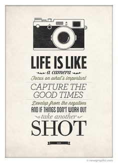 Life is like a camera. Focus on what's important, capture the good ...