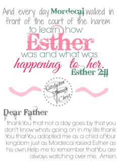 Free Printable of Esther chapter 2 verse 11. Satisfaction Through ...