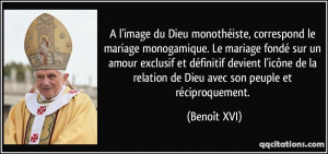 image du Dieu monothéiste, correspond le mariage monogamique. Le ...