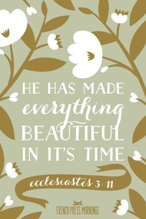Ecclesiastes 3:11 He has made everything beautiful in it’s time