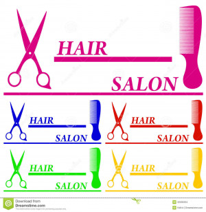 Set colorful hair salon symbols and place for text.