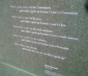 New England Holocaust Memorial Photo: Niemoeller quote