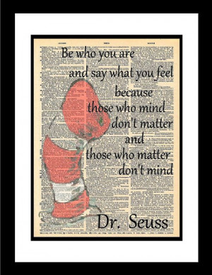Dr. Seuss Quote printed on vintage dictionary old paper Unique print ...