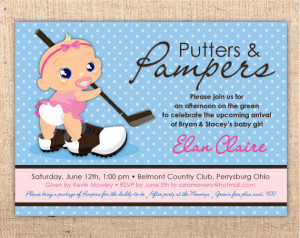 Guys Golf Diaper Theme Baby Shower or Party Invitation