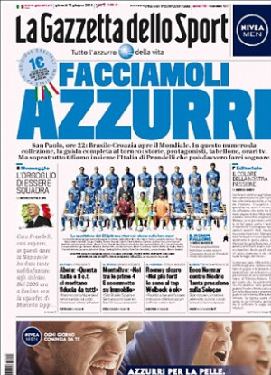 La Gazzetta dello Sport have turned their edition blue to get behind ...