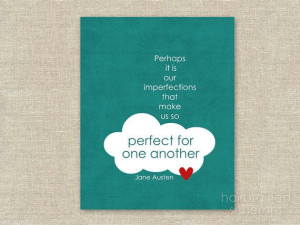 Jane Austen Quote Love Poster - Perfect for One Another Typographic ...