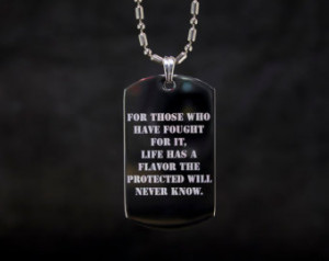 Soldier's Quote Etched Dog Tag Necklace ...