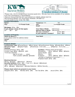 ... note...this is a condominium insurance quote form. We by xro60491