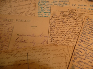 letters, old, postcards, vintage, writing, yellow