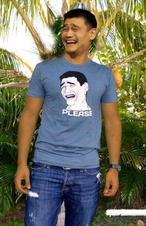 Yao Ming Wearing Yao Ming Face Shirt