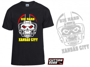 Die Hard Kansas City Football Skull Short Sleeve T-Shirt - Thumbnail 1