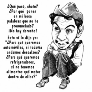 Caricatura y frases de Cantinflas.